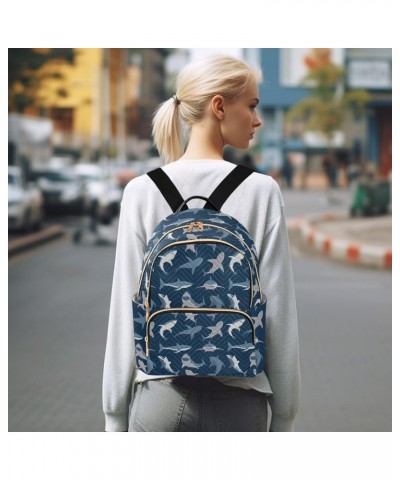 Shark Sea Fish Quilted Backpack for Women Travel Bags Shoulder Bag Purse for Work Nurse Daily M Medium $14.57 Backpacks