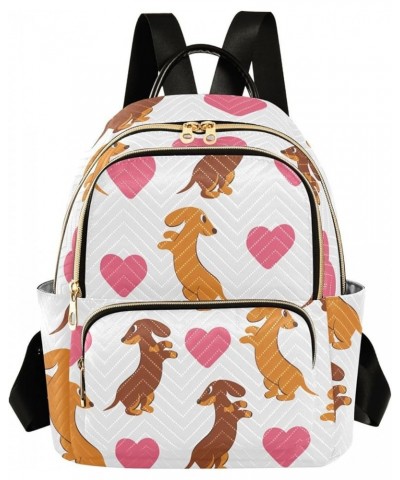 Backpack Purse for Women Puppies Dogs Dachshunds, Mini Fashion Backpack Love Heart Lightweight Casual Daypack Shoulder Bag Tr...