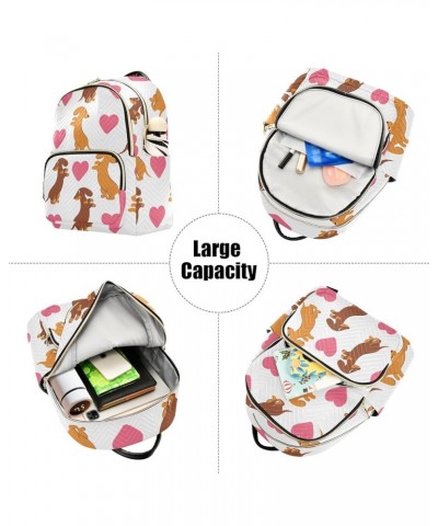 Backpack Purse for Women Puppies Dogs Dachshunds, Mini Fashion Backpack Love Heart Lightweight Casual Daypack Shoulder Bag Tr...