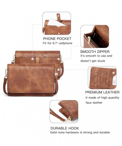 Crossbody Bags for Women Small Cell Phone Shoulder Bag Wristlet Wallet Clutch Purse Mocha Brown $12.30 Crossbody Bags