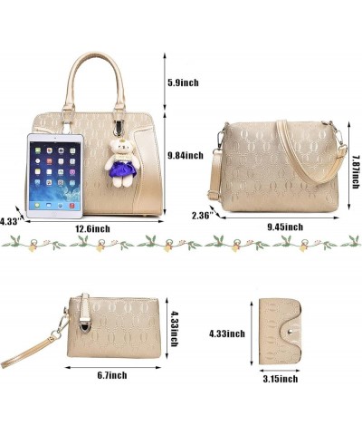 Women Fashion Handbag Tote Bag 4pcs Set Top Handle Satchel PU Shoulder Bag Purse Blue $17.03 Satchels