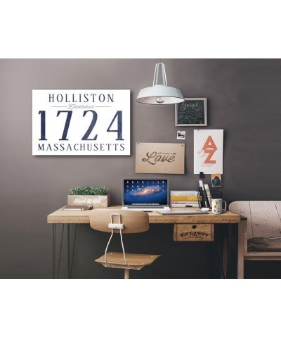 Holliston, Massachusetts, Established Date (Blue), (24x36 Wrapped Canvas, Wall Decor, Artwork) 12x18 Stretched Canvas $54.00 ...