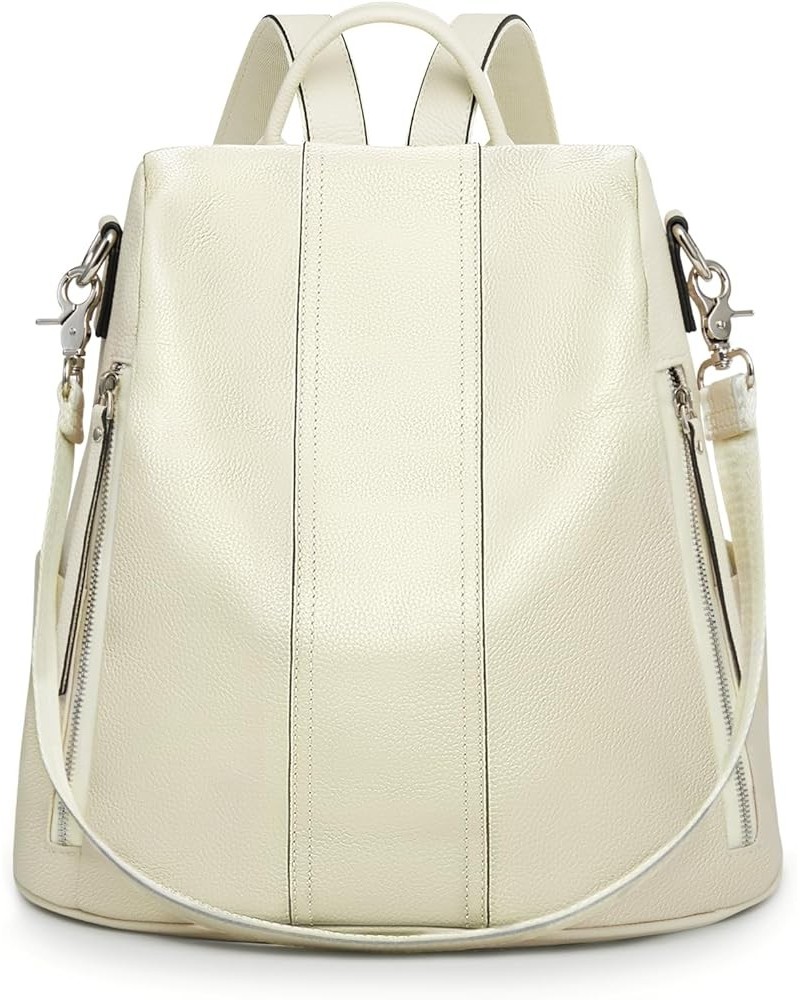 Leather Backpack Purses for Women Antitheft Soft Rucksack Ladies Shoulder Bag Medium Beige $55.47 Backpacks