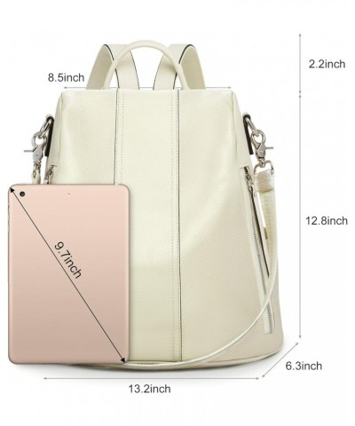 Leather Backpack Purses for Women Antitheft Soft Rucksack Ladies Shoulder Bag Medium Beige $55.47 Backpacks