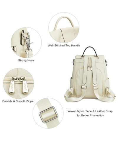 Leather Backpack Purses for Women Antitheft Soft Rucksack Ladies Shoulder Bag Medium Beige $55.47 Backpacks