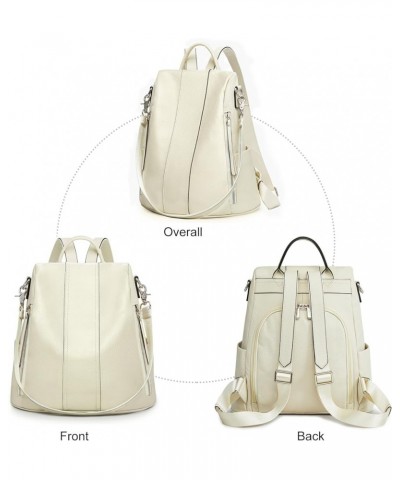 Leather Backpack Purses for Women Antitheft Soft Rucksack Ladies Shoulder Bag Medium Beige $55.47 Backpacks