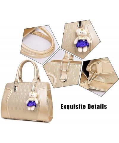 Women Fashion Handbag Tote Bag 4pcs Set Top Handle Satchel PU Shoulder Bag Purse Blue $17.03 Satchels