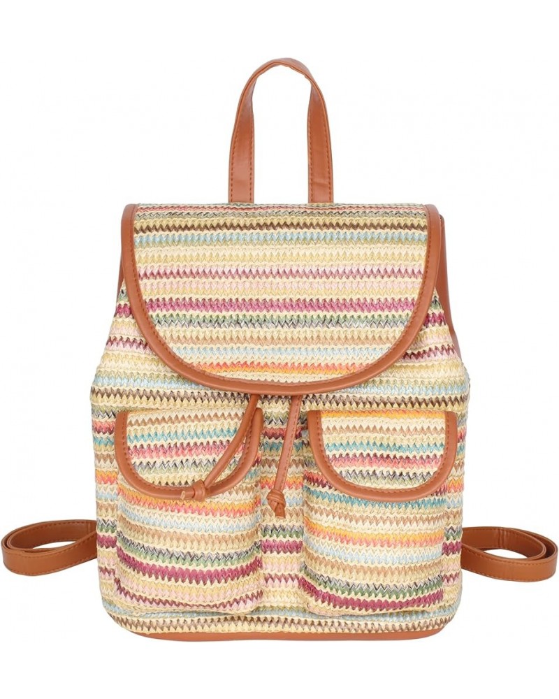 Handwoven Straw Backpack for Women Bohemian Beach Backpack Purse Drawstring Closure Casual Daypack 7521 Brown $19.70 Backpacks