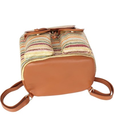 Handwoven Straw Backpack for Women Bohemian Beach Backpack Purse Drawstring Closure Casual Daypack 7521 Brown $19.70 Backpacks