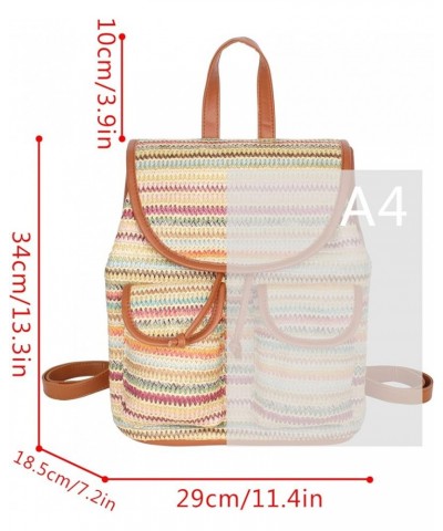 Handwoven Straw Backpack for Women Bohemian Beach Backpack Purse Drawstring Closure Casual Daypack 7521 Brown $19.70 Backpacks