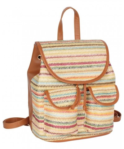 Handwoven Straw Backpack for Women Bohemian Beach Backpack Purse Drawstring Closure Casual Daypack 7521 Brown $19.70 Backpacks