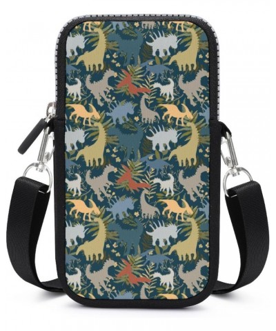 Colorful Dinosaurs Pattern Unisex Cross-Body Bags Small Phone Purses Wallet Shoulder Bag Pouch for Travel Beach Workout $12.7...