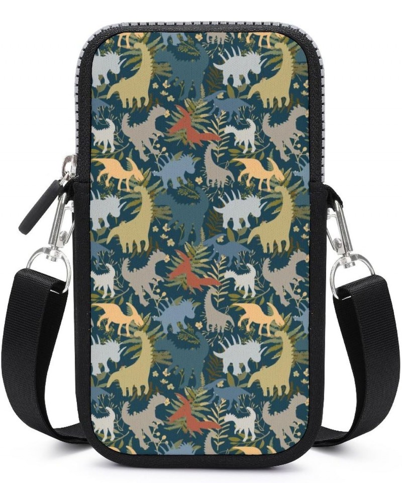 Colorful Dinosaurs Pattern Unisex Cross-Body Bags Small Phone Purses Wallet Shoulder Bag Pouch for Travel Beach Workout $12.7...