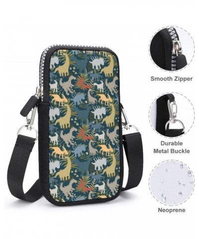 Colorful Dinosaurs Pattern Unisex Cross-Body Bags Small Phone Purses Wallet Shoulder Bag Pouch for Travel Beach Workout $12.7...