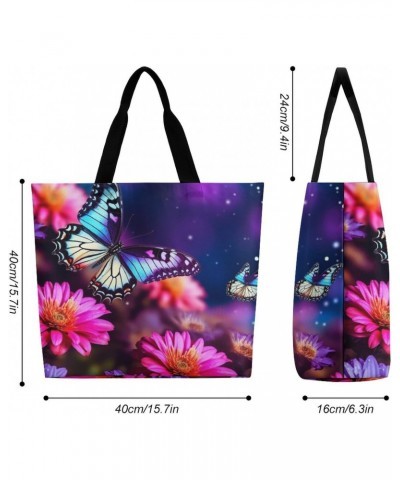 Shoulder Bag Casual Work Bag for Women Butterfly Beautiful Flowers Large Capacity Bags for Shopping,Travel Beach Gym $13.04 T...