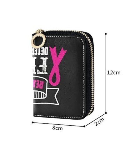 Breast Cancer Pink Ribbons Human Hands Credit Card Coin wallet, RFID Blocking Compact Women Leather Card Holder, Key Change O...