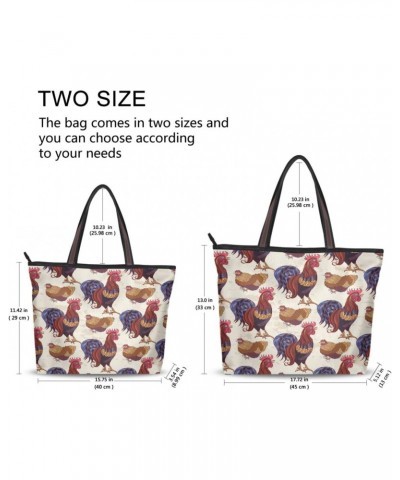 Funny Rooster Hens Chickens Women Tote Bag Handbag Large Capacity Shoulder Bags $11.39 Shoulder Bags