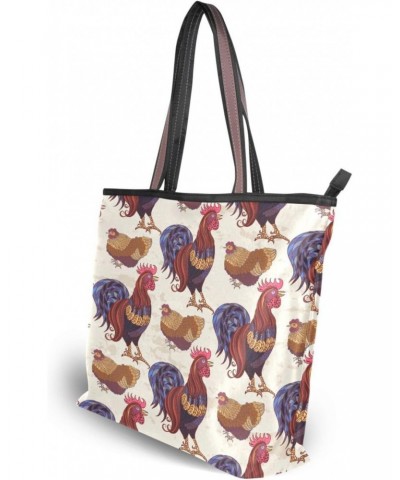 Funny Rooster Hens Chickens Women Tote Bag Handbag Large Capacity Shoulder Bags $11.39 Shoulder Bags