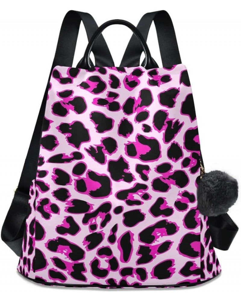 Floral Bright Color Backpack Purse for Women Fashion Rucksack Anti Theft Handbag Travel Bag Pink Black Leopard Pattern $21.50...