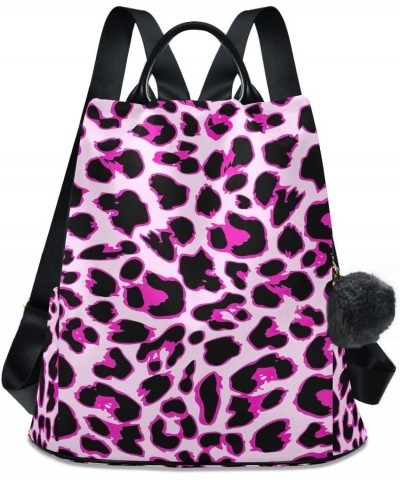 Floral Bright Color Backpack Purse for Women Fashion Rucksack Anti Theft Handbag Travel Bag Pink Black Leopard Pattern $21.50...