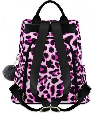 Floral Bright Color Backpack Purse for Women Fashion Rucksack Anti Theft Handbag Travel Bag Pink Black Leopard Pattern $21.50...