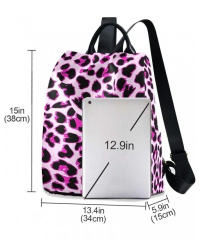 Floral Bright Color Backpack Purse for Women Fashion Rucksack Anti Theft Handbag Travel Bag Pink Black Leopard Pattern $21.50...