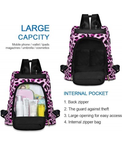 Floral Bright Color Backpack Purse for Women Fashion Rucksack Anti Theft Handbag Travel Bag Pink Black Leopard Pattern $21.50...