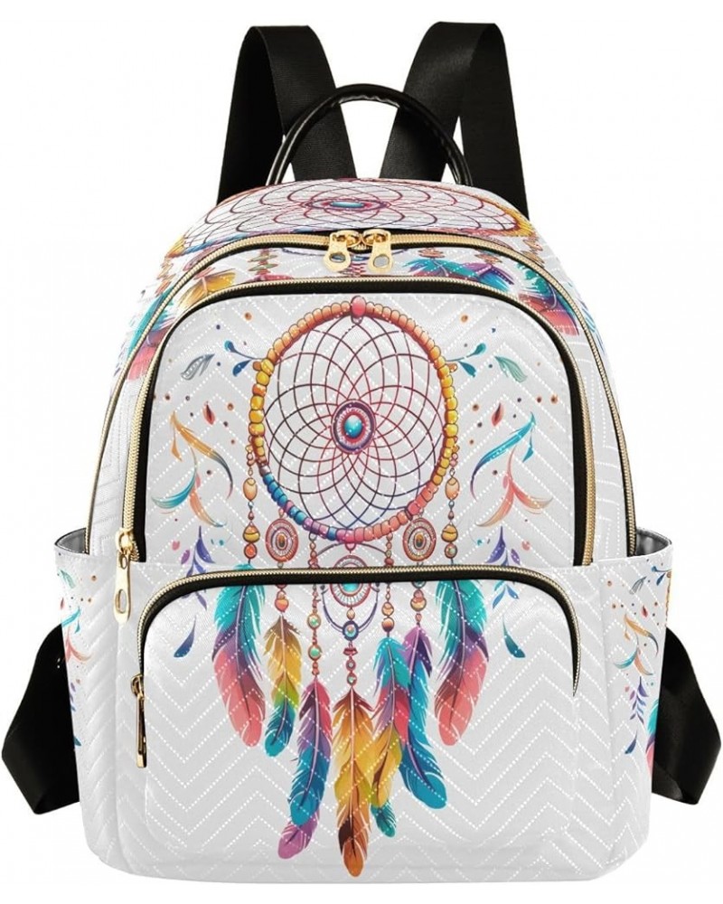 Fashion Backpack Mini Backpack Purse Casual Daily Backpack Colorful Feather Dreamcatcher for Travel for College Work Medium $...