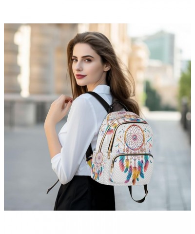 Fashion Backpack Mini Backpack Purse Casual Daily Backpack Colorful Feather Dreamcatcher for Travel for College Work Medium $...