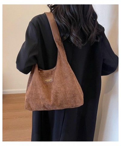 Corduroy Hobo Bag Tote Bag for Women Large Shoulder Bag Casual Handbag Fashion Corduroy Shoulder Bag Cute Tote Bags Coffee $1...