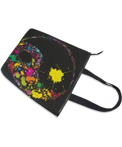 Tote Canvas Shoulder Bag Colorful Paint Yin Yang Symbol Womens Handbag $12.71 Shoulder Bags