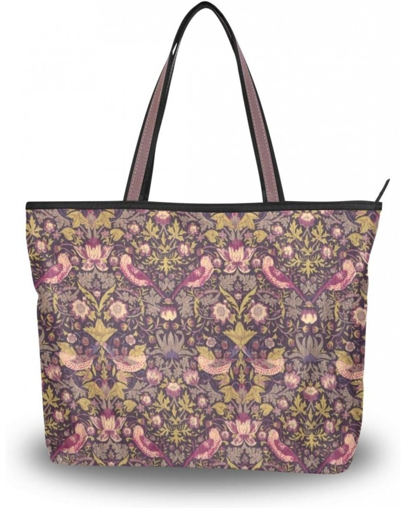 Womens Tote Bag, William Morris Prints 1RE17 Ladies Zip Shoulder Handbags $10.32 Shoulder Bags