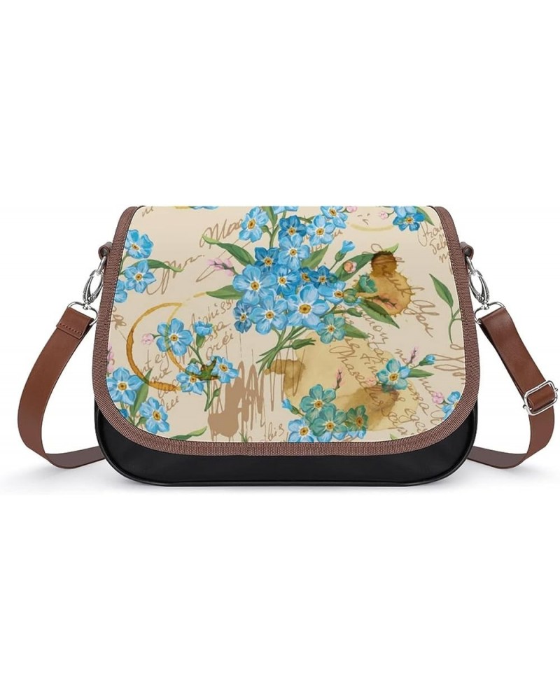 Printed Crossbody Bag Shoulder Bag PU Leather Women's Designer Satchels Beautiful Fractal Flower Color6 $25.49 Satchels