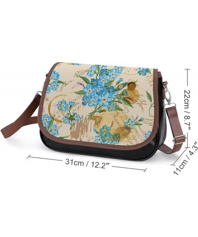 Printed Crossbody Bag Shoulder Bag PU Leather Women's Designer Satchels Beautiful Fractal Flower Color6 $25.49 Satchels