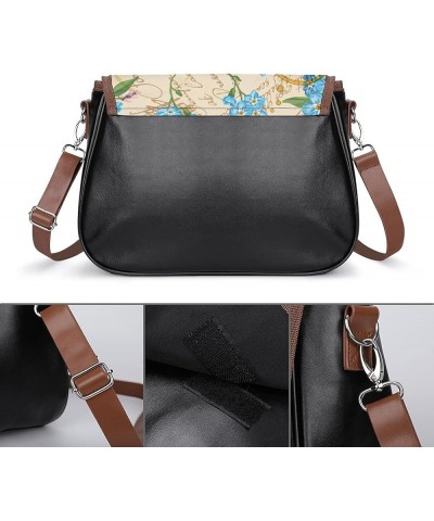 Printed Crossbody Bag Shoulder Bag PU Leather Women's Designer Satchels Beautiful Fractal Flower Color6 $25.49 Satchels