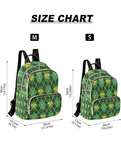 Mardi Gras Women Backpack Green Zigzag Golden Fleur De Lis Anti-Theft Travel Backpack with Luggage Belt Durable Handbag Lady ...