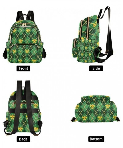 Mardi Gras Women Backpack Green Zigzag Golden Fleur De Lis Anti-Theft Travel Backpack with Luggage Belt Durable Handbag Lady ...