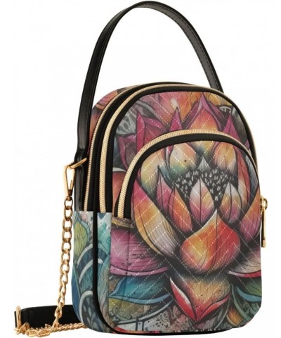 Women Crossbody Sling Bags Mandala Lotus Print, Compact Fashion Handbags Purse with Chain Strap Top handle for Evening Party ...