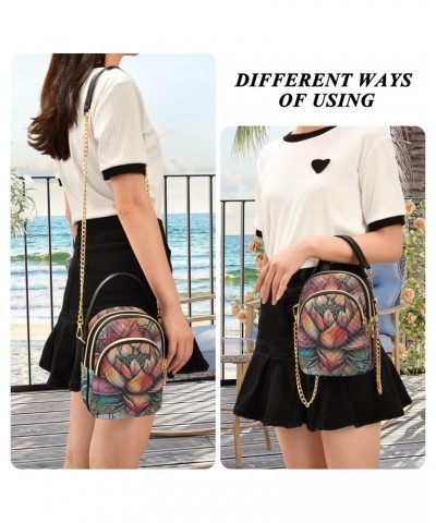 Women Crossbody Sling Bags Mandala Lotus Print, Compact Fashion Handbags Purse with Chain Strap Top handle for Evening Party ...