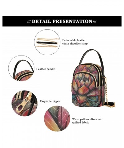 Women Crossbody Sling Bags Mandala Lotus Print, Compact Fashion Handbags Purse with Chain Strap Top handle for Evening Party ...