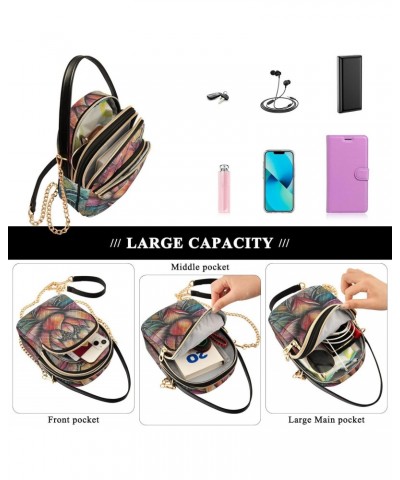 Women Crossbody Sling Bags Mandala Lotus Print, Compact Fashion Handbags Purse with Chain Strap Top handle for Evening Party ...