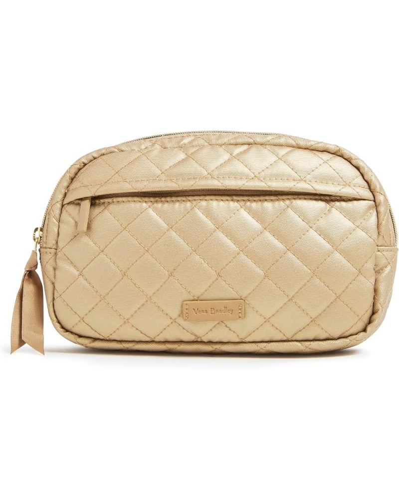 Women's Cotton Mini Belt Bag Sling Crossbody Champagne Gold Pearl $11.69 Crossbody Bags