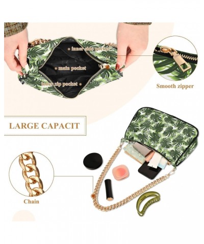 Women's Shoulder Handbag Tropical Plant faction Tote Handbag Hobo Handbag Clutch Handbags with Chain $17.04 Totes