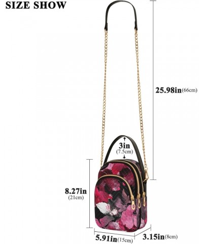 Women Crossbody Handbag Blooming Wild Rose Pattern Quilted Chain Bag $13.77 Crossbody Bags