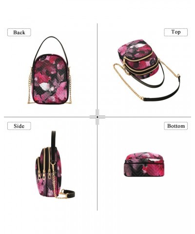 Women Crossbody Handbag Blooming Wild Rose Pattern Quilted Chain Bag $13.77 Crossbody Bags