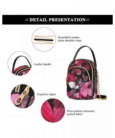 Women Crossbody Handbag Blooming Wild Rose Pattern Quilted Chain Bag $13.77 Crossbody Bags