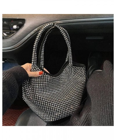 Women's Dinner Party Rhinestone Shoulder Bag Shiny Shoulder Handbag Large-Capacity Bucket Bag Heise $15.58 Shoulder Bags