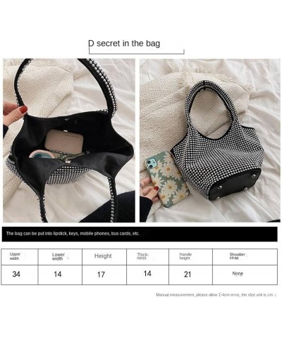 Women's Dinner Party Rhinestone Shoulder Bag Shiny Shoulder Handbag Large-Capacity Bucket Bag Heise $15.58 Shoulder Bags