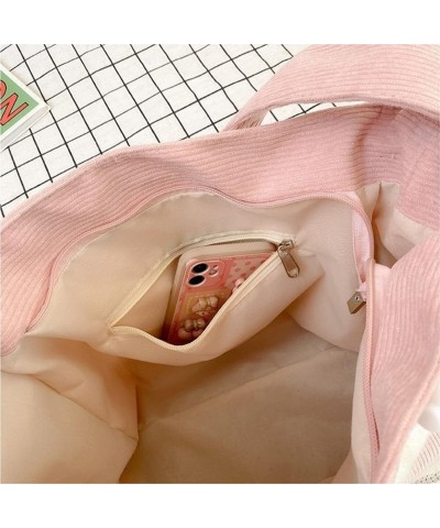 Women Star Pattern Corduroy Crossbody Bag Casual Tote Lady Simple Large Capacity Shoulder Bag Handbag Pink $13.19 Totes