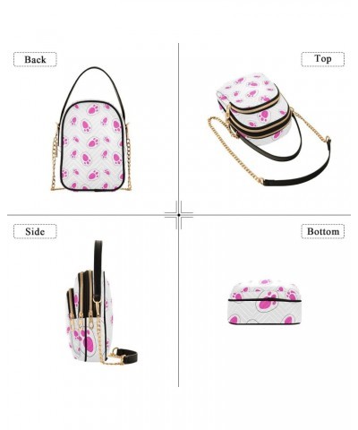 Pink Rabbit Footprints Small Crossbody Bag Quilted Handbags for Women Chain Shoulder Bag $13.25 Shoulder Bags